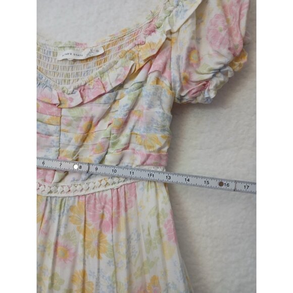 ALTAR’D STATE Floral mini dress with ruffles, cap sleeve tiered skirt. Size S - Picture 8 of 10